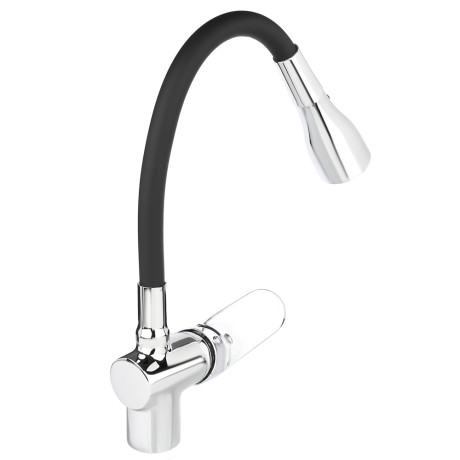 RAIN Смеситель для кухни Веста, силиконовый излив, 3 режима, картридж 40мм, латунь, черный/хром