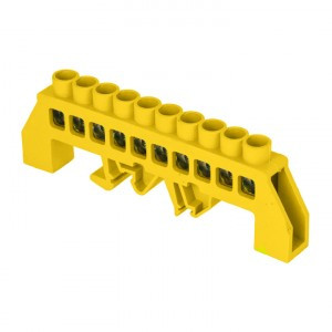 EKF Шина N "Ноль" (нул.) PE 8x12мм 8 отв. латунь с контакт пластиной 2 зел угл изолятора PROxima sn0