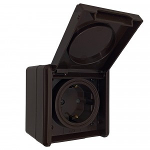 Bylectrica ПРАЛЕСКА АКВА роз. ОУ 1 мест. земля, шторки, фиксац крыш IP55 шоколад (РА16-0152 шоколад)