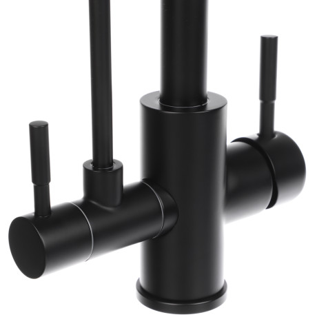 СоюзКран Смеситель для кухни с выводом пит. воды, кер. картридж 35мм, нерж. сталь, черный SS01-С132