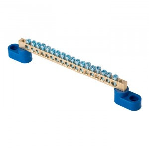 EKF Шина N "Ноль" (нул.) N 6x9мм 16 отверстий латунь синий изолятор на DIN-рейку PROxima sn0-63-16-d