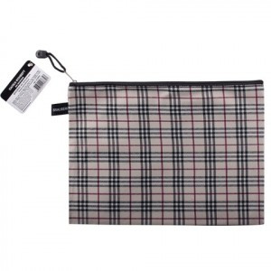 Папка-конверт на молнии BRAUBERG "Checked", А4, 335х243 мм, ткань, в клетку, 223892
