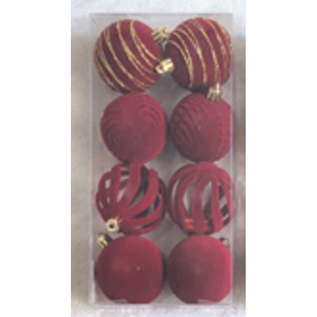 Набор елочных украшений 6R-DKC8/H1-3 6 см 8 шт Шары Бархат рубин