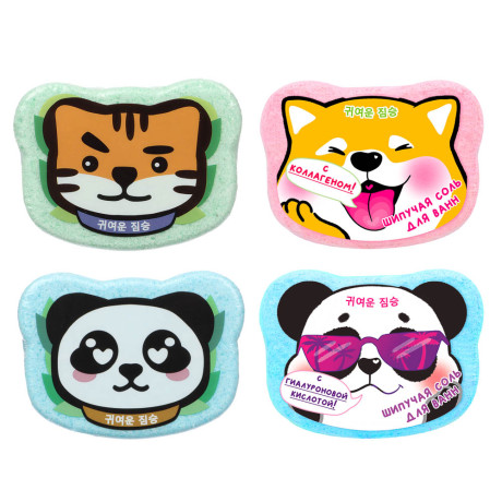 Шипучая соль для ванн Панда/Тигр,Панда/Собака, 130г