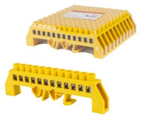 TDM Шина &quot;PE&quot; &quot;земля&quot; в желтом изоляторе на DIN-рейку 8x12мм 12 групп SQ0801-0217