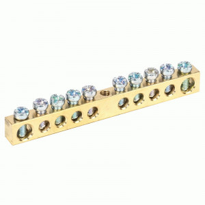 REXANT Шина PE «земля-ноль» 6х9мм 10/1 (10 групп/креп по центру), инд.шк 11-2359