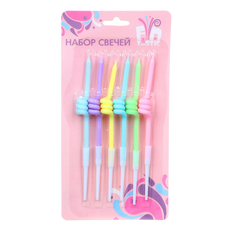 Набор свечей для торта тм Fntastic, 6 шт., 12 см, парафин