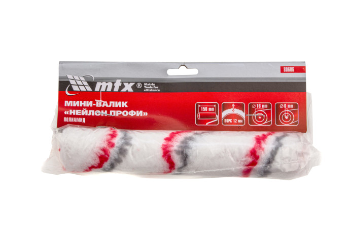 Мини-валик сменный, "Нейлон Профи", 150 мм, ворс 12 мм, D 16 мм, D ручки 6 мм, полиамид MTX
