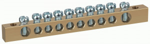 ЭРА шина PEN земля-ноль 6х9мм 10/2, 10 отв. латунная крепление по краям (уп.10шт, цена за шт) 47218