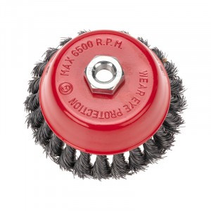 Щетка чашечная для УШМ, крученая стальная проволока, 125мм, М14 KRANZ (цена за шт) KR-91-1235