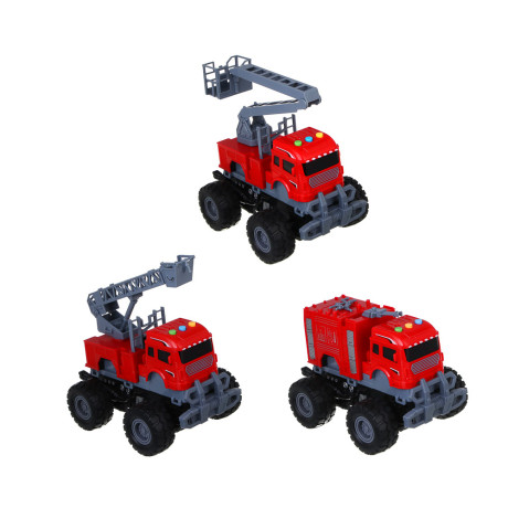 ИГРОЛЕНД Машинка пожарная, свет, звук, инерция, выдвижной кран, 3хAG13, ABS, 27х15х21 см