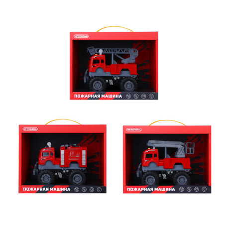 ИГРОЛЕНД Машинка пожарная, свет, звук, инерция, выдвижной кран, 3хAG13, ABS, 27х15х21 см