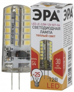 ЭРА стандарт G4 12V 3.5W (280lm) 2700K 2K 45х16 LED-JC-3.5W-12V-827-G4