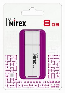 Флэш-диск USB 8 ГБ  Mirex LINE WHITE 8GB (ecopack)