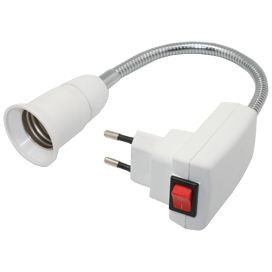 Ecola патрон-переходник вилка-патрон E27 гибкий 300мм с выключателем Белый APF7SWEAY (30!)