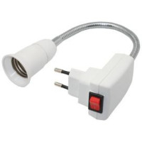 Ecola патрон-переходник вилка-патрон E27 гибкий 300мм с выключателем Белый APF7SWEAY (30!)