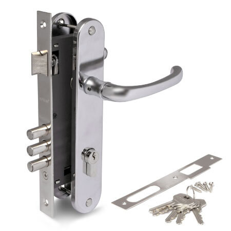 Замок врез 2210/60-CR  Apecs (хром) с ручками, личина-60мм  \12