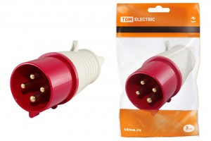 TDM силовая вилка CEE 024 переносная 3P+PЕ 32А 380В IP44 (10!) SQ0601-0005