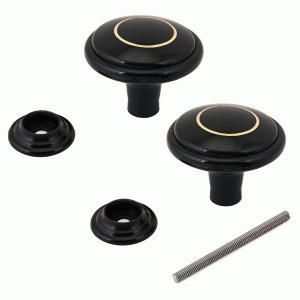 Ручка-кнопка дверная пластик РДП-01-7 черный зол кольцо Башкирия (100,25,5)