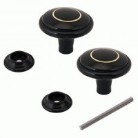 Ручка-кнопка дверная пластик РДП-01-7 черный зол кольцо Башкирия (100,25,5)