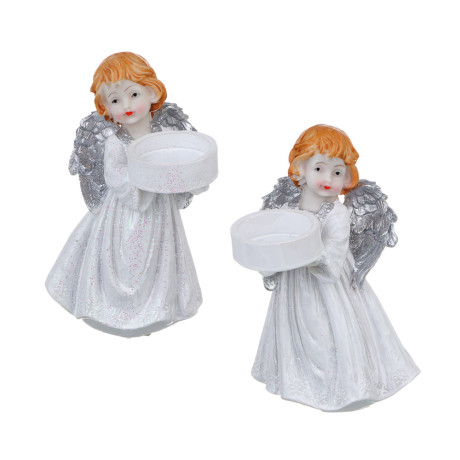 СНОУ БУМ Фигурка "Ангел" с подсвечником, 8-9x8x15см, полистоун, 2 дизайна