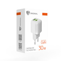 BY Сетевое зарядное устройство MINI 30Вт GaN,USB-C, USB-A, QC,PD,PPS,110-240В,50-60Гц,пластик,белый