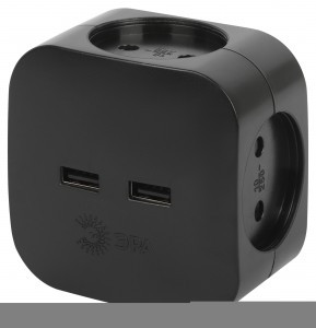 ЭРА разветвитель (тройник) 4 роз. (10А) +2xUSB (2.4A/5В), (корпус PC) черный SP-4-USB-B 49536