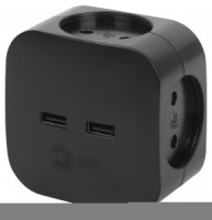 ЭРА разветвитель (тройник) 4 роз. (10А) +2xUSB (2.4A/5В), (корпус PC) черный SP-4-USB-B 49536