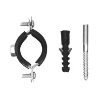 Хомут сантехнический для труб 32-36 (1&quot;) с резиновым уплотнением, шпилькой и дюбелем, 1 шт, Сибртех