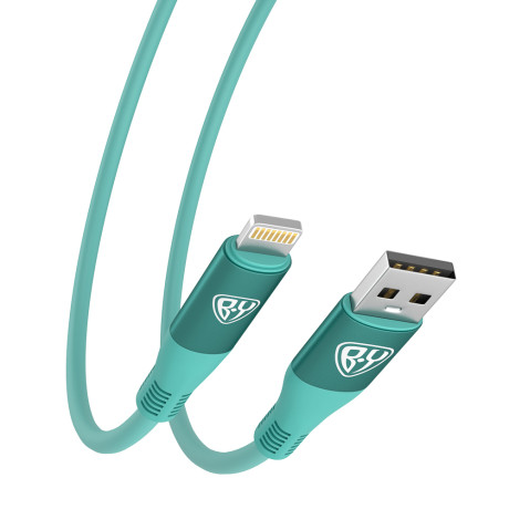 BY Кабель для зарядки Flexi iP, 1 м, 2.4А, Быстрая зарядка, бирюзовый