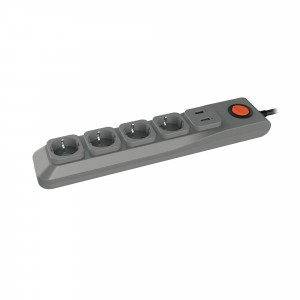 Uniel Lux сет. удл.-фильтр ПВС 3x0.75 4 роз.+2xUSB 3 м 10A серый, земля, шт., выкл. S-GSL5-3U GREY