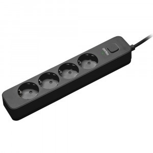 Perfeo Сетевой фильтр (удл.) POWER STREAM ПВС 3х0.8 4роз. 1,5м черный 2500Вт C3958