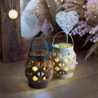 Фонарь со свечкой, плетеный корпус, белый, 14х14х16,5 см, теплый белый Neon Night 513-057