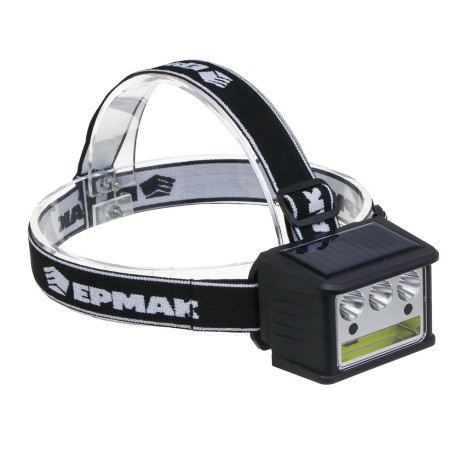 ЕРМАК Фонарь налобный,LED COB, 5 режимов,800мАч, Type-C, солн. батарея, красный свет, 78х55х56 мм