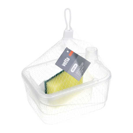 Дозатор для моющего средства, тм VETTA, отсек для губки, губка в компл., 500 мл, 17х13х14см, пластик