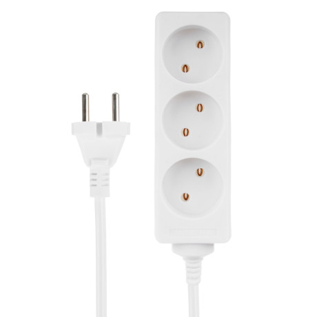 FORZA Удлинитель 3 гнезда, сеч. провода 0,75 кв.мм, 5м, евророзетка, 6A, макс. мощность1500Вт