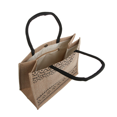 Сумка пляжная на плечо с длинными ручками, на кнопке, тм ЮL, 34x30x17 см, хлопок, лен, 3 вида