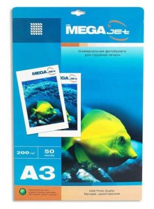 Бумага для полноцв.струй.печ. MEGAJET (А3,200г,матов, 50л/пач.) Герм. 97082
