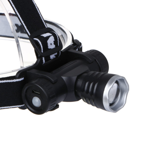 Фонарь налобный тм ЕРМАК, CREE XPE LED, 4 режима, 1200мАч, 8,3х3,8х7,3см, USB кабель, пластик