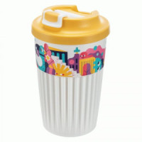 Стакан с клапаном и декором 450мл "ГОРОДСКИЕ ФАНТАЗИИ" белый (10шт!) 433277316 Бытпласт