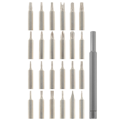 ЕРМАК Набор для точных работ 25в1: отвертка + биты 24шт (никелированные,25мм), кейс пластик.с магнит