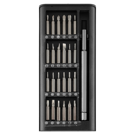 ЕРМАК Набор для точных работ 25в1: отвертка + биты 24шт (никелированные,25мм), кейс пластик.с магнит