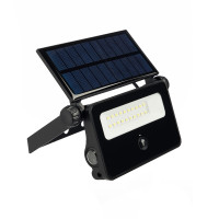 BY Светильник-прожектор с дат. движ., солн. панелью, 28LED, 2000Лм, 2600мАч, IP54, алюм., стекло