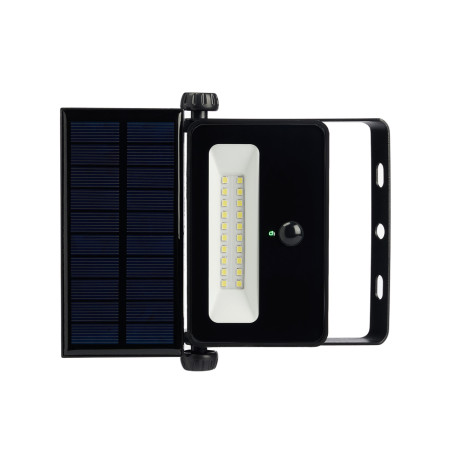 BY Светильник-прожектор с дат. движ., солн. панелью, 28LED, 2000Лм, 2600мАч, IP54, алюм., стекло