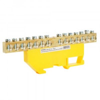 STEKKER шина нулевая "ноль" на DIN-изоляторе 8x12, 14 отв, 160А, желтый LD555-812-14 49556 90