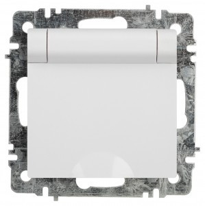 ЭРА Intro Accent мех. роз. СУ 1 мест. (земля, крышка), 16А 250В, белый Б0063709