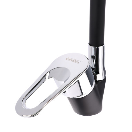 СоюзКран Смеситель для кухни, гибкий излив, керам. картридж 40мм, черный/хром, цинк, SK01-F125