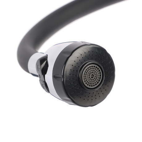 СоюзКран Смеситель для кухни, гибкий излив, керам. картридж 40мм, черный/хром, цинк, SK01-F125