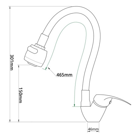 СоюзКран Смеситель для кухни, гибкий излив, керам. картридж 40мм, черный/хром, цинк, SK01-F125