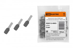 TDM наконечник-гильза штыревой втулочный изол. НШВИ F-9 E4009 4мм2 (уп. 100шт., цена за ГУ) (20!) S